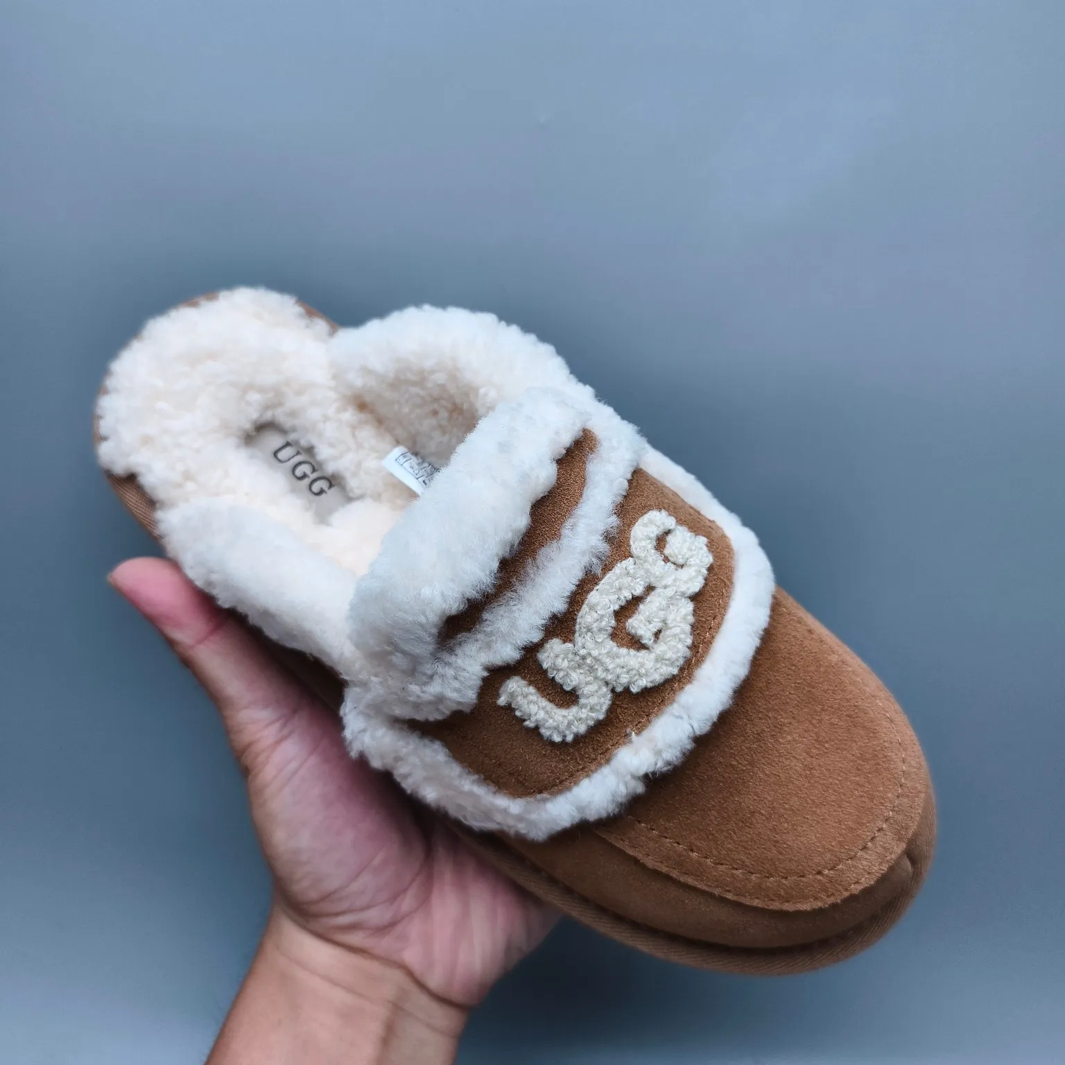 💰440 UGG sheepskin all-in-one snow boots 1206 curly large LOGO casual fur mop Color: maroon sand antelope brown Size: 35-40